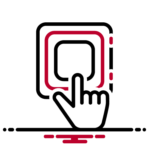 Hand pressing a red button.